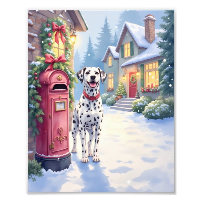 Foto Dalmatian Festive Mailbox Christmas Art (Frente)