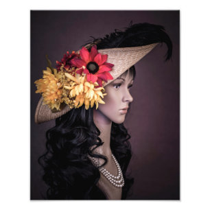 Foto Dama colonial 0838 con gran Gorra con flores