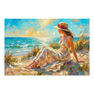 Foto Dama de playa impresionista pintura al óleo – Vera