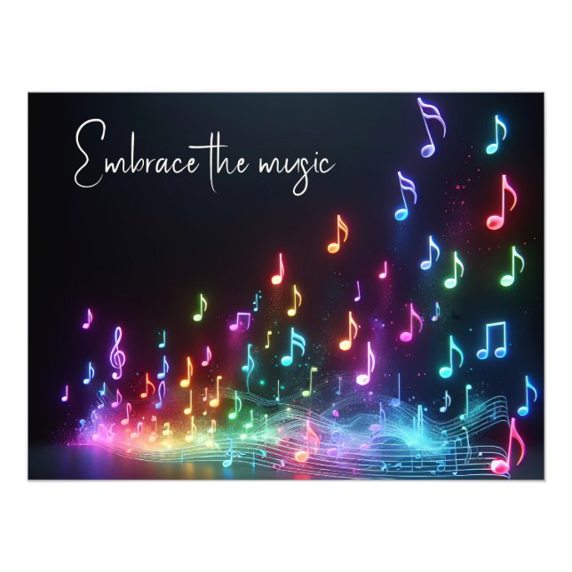 Foto Dancing Neon Musical Notes with Quote (Frente)