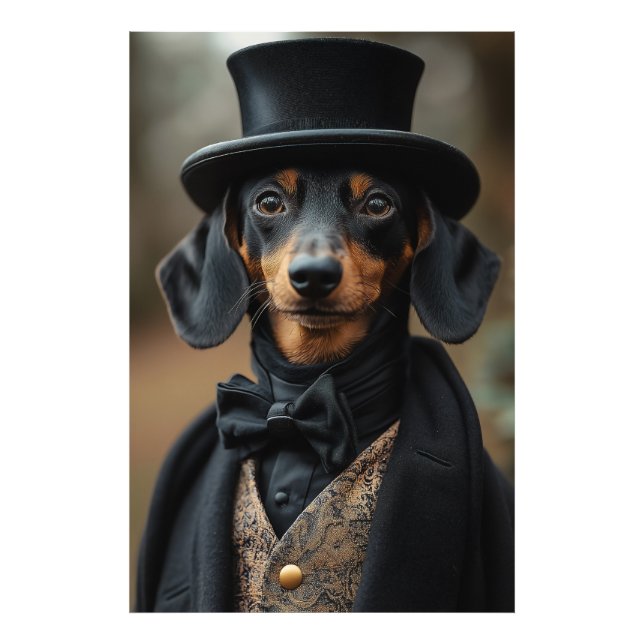 Foto Dapper Dachshund con elegante atuendo victoriano (Frente)