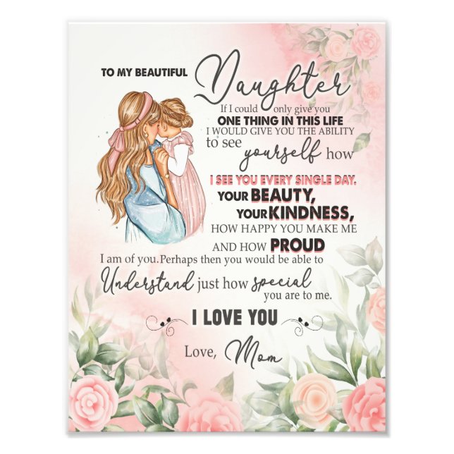 Foto Daughter Gift | Carta A Mi Hija De Mamá (Frente)