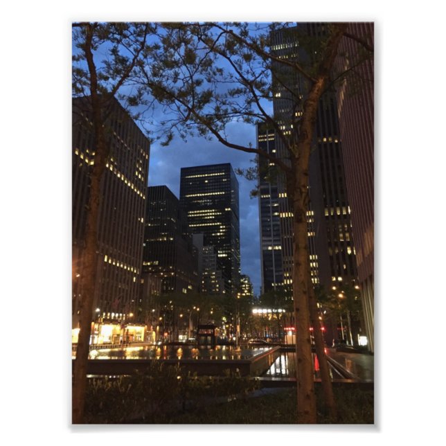 Foto Dawn en Rockefeller Center NYC Luces de arquitectu (Frente)
