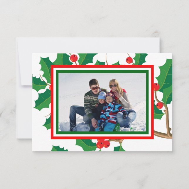 Foto de Acebo - Tarjeta de Navidad 3x5 (Anverso)
