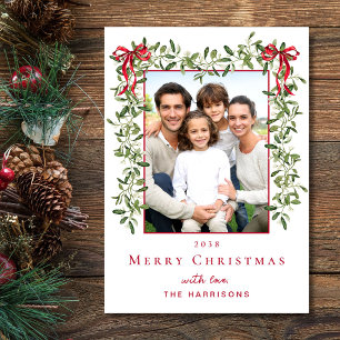 Foto de Acuarela de Muérdago de Navidad con Lazo R