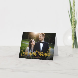 Foto de agradecimiento de boda con lámina de oro d