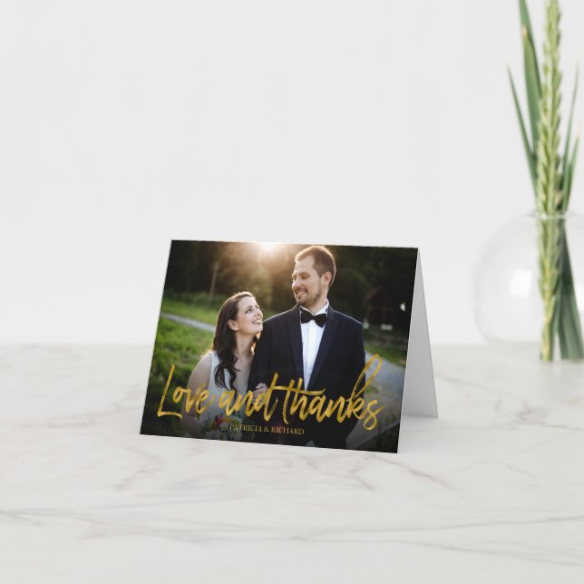 Foto de agradecimiento de boda con lámina de oro d (Anverso)