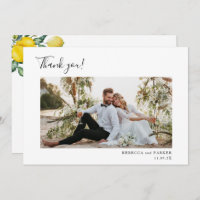 Foto de agradecimiento de boda con limones