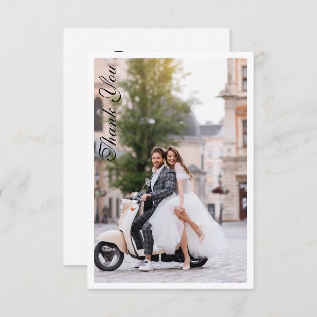 Foto de agradecimiento de boda moderna simple eleg (Anverso / Reverso)