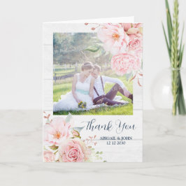 Foto de agradecimiento de boda vintage floral rosa