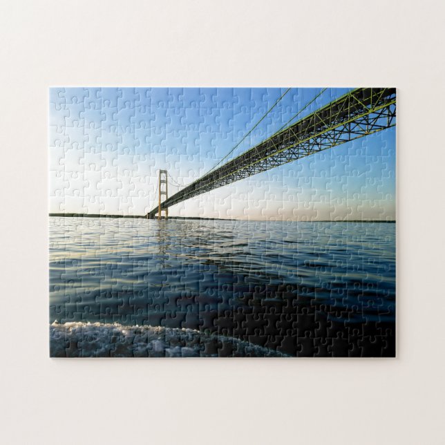 Foto de agua del puente Mackinaw con rompecabezas (Horizontal)