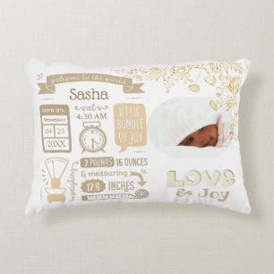 Foto de Almohada de acento de estadísticas de bebé