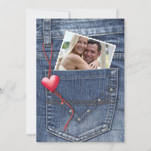 Foto de amor en una tarjeta plana de bolsillo