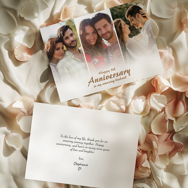 Foto de Aniversario del Boda Moderno | Tarjeta de  (Capture cherished memories and express heartfelt love in one beautifully crafted card.)