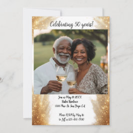 Foto de aniversario Invitación moderna Blanco