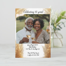 Foto de aniversario Invitación moderna Blanco