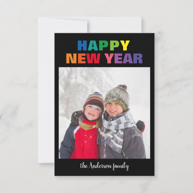 Foto de Año Nuevo arco iris - Tarjeta de Navidades (Anverso)