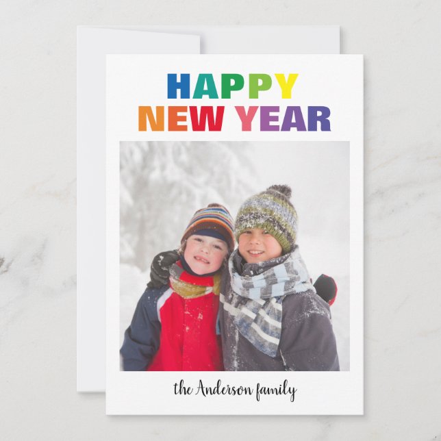 Foto de Año Nuevo Arcoíris - Tarjeta de Navidad (Anverso)