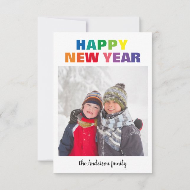 Foto de Año Nuevo Arcoíris - Tarjeta de Navidad 3x (Anverso)