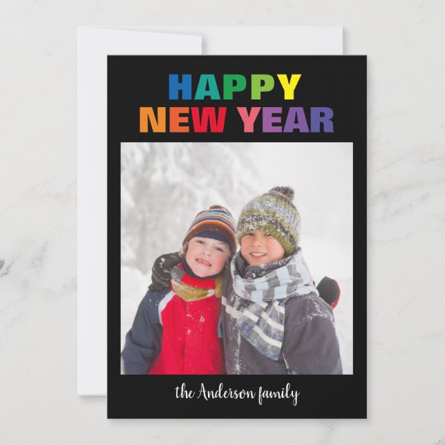 Foto de Año Nuevo con Arcoíris - Tarjeta de Navida (Anverso)
