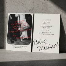 Foto de anuncio de boda con superposición manuscri