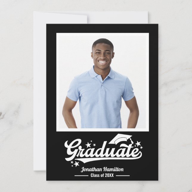 Foto de anuncio de graduación negro (Anverso)