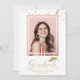 Foto de anuncio de graduado con confeti dorado par