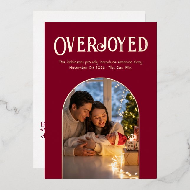 Foto de anuncio de nacimiento de bebé de Navidad e (Anverso/Reverso)