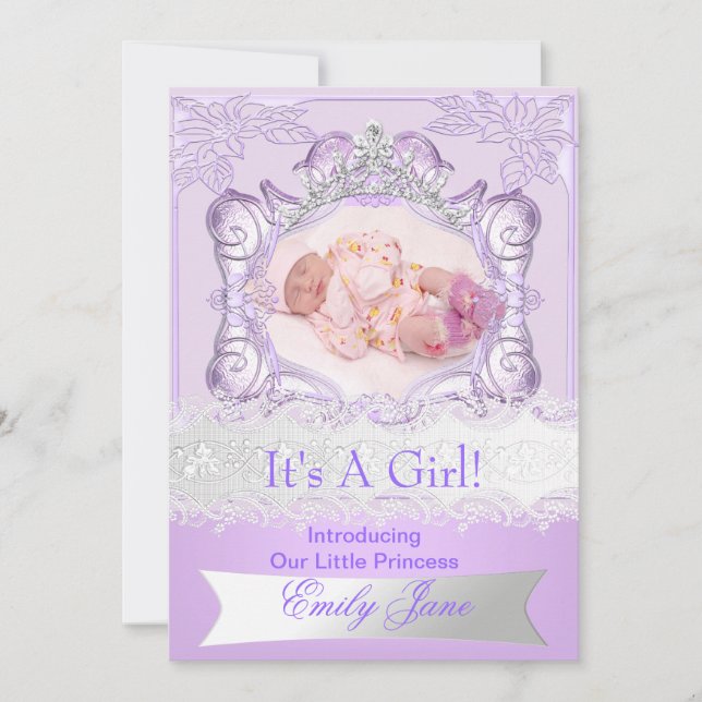 Foto de anuncio de nueva bebé princesa Lilac (Anverso)