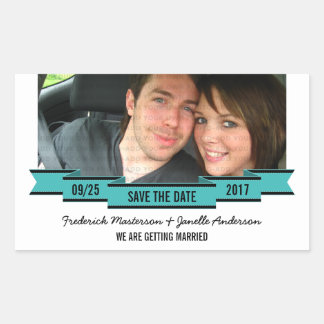 Foto de Aqua Ribbon Save the Date Pegatinas