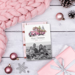 Foto de árbol de navidad del camión de granja rosa