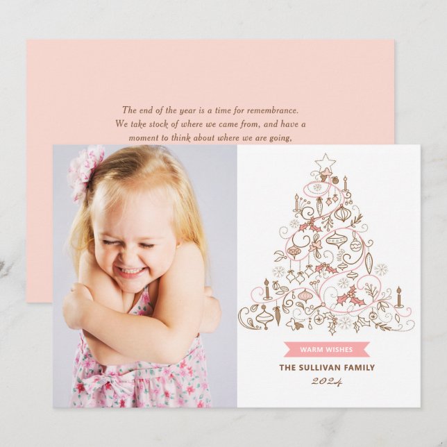 Foto de árbol de navidad rosa y caprichoso (Anverso / Reverso)