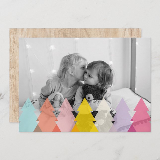 Foto de árboles modernos de Navidad brillantes (Anverso / Reverso)