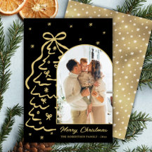 Foto de arco de árbol de Navidad dorado negro dibu
