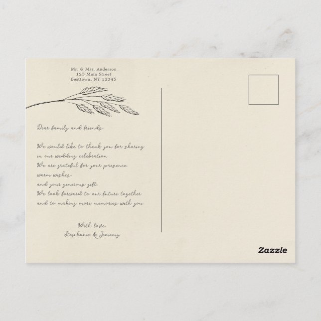 Foto de arte de la línea de césped gracias tarjeta (Reverso)