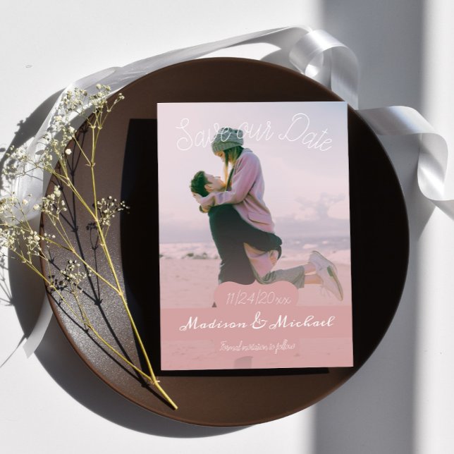 Foto De Banner Blanda Rosa Guardar El Anuncio De F (Soft Pink Banner Photo Save the Date)