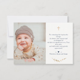 Foto de bautismo gracias tarjeta azul de la marina