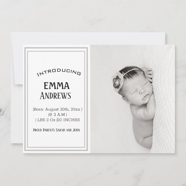 Foto de bebé moderna Gracias Anuncio de nacimiento (Anverso)