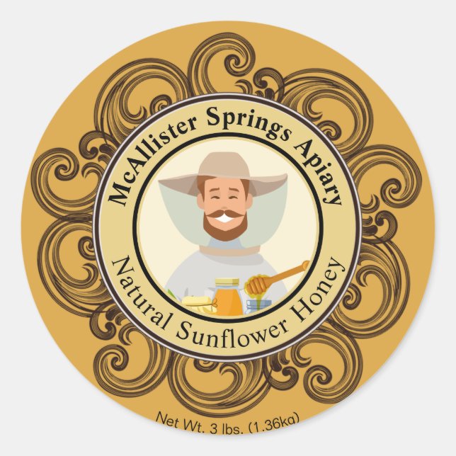 Foto de Beekeeper Oro Honey Jar Pegatina (Anverso)