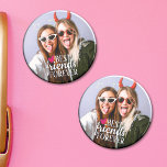 Foto de BFF Los mejores amigos para siempre modern<br><div class="desc">Moderna almohada de fotos BFF con una decoración moderna y moderna de moda de Best Friends Forever,  con letras blancas y modernas,  y un bonito corazón rosa. Personalizable fácil añadiendo tu foto favorita.</div>