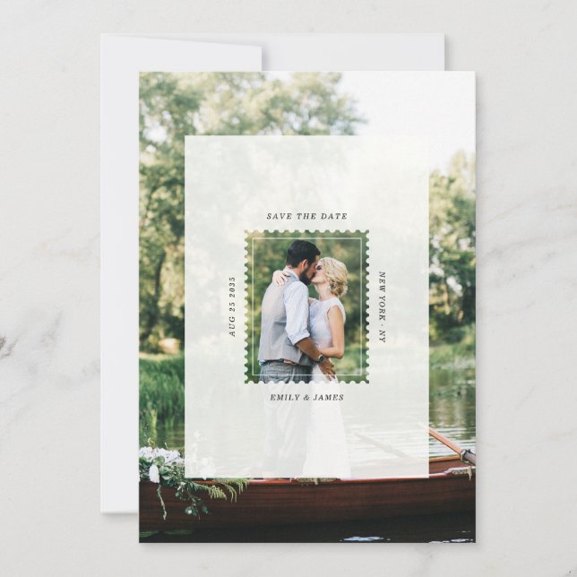 Foto de boda con sello postal moderno (Anverso)