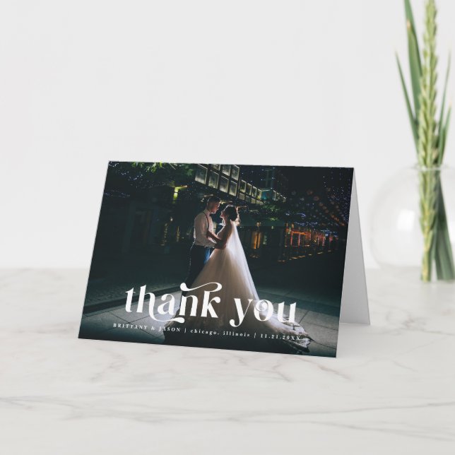 Foto de boda con texto retro de agradecimiento (Anverso)