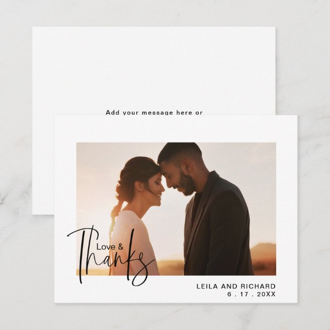 Foto de boda de amor y agradecimiento elegante (Anverso / Reverso)