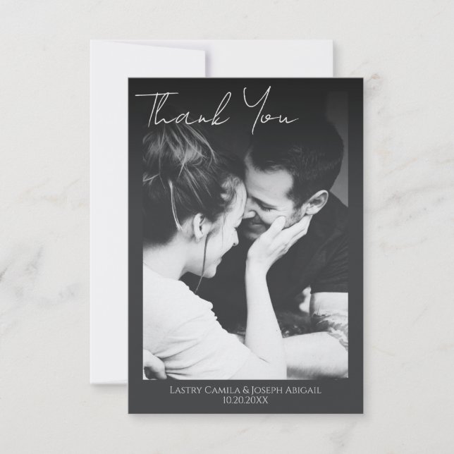 Foto de Boda de guiones minimalistas - Tarjeta de  (Anverso)