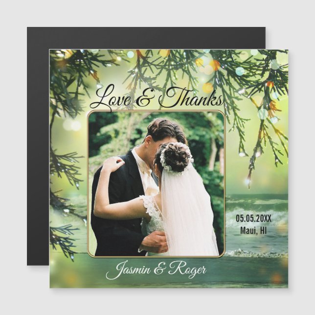 Foto De Boda De Playa Gracias Tarjeta Magnética (Anverso/Reverso)