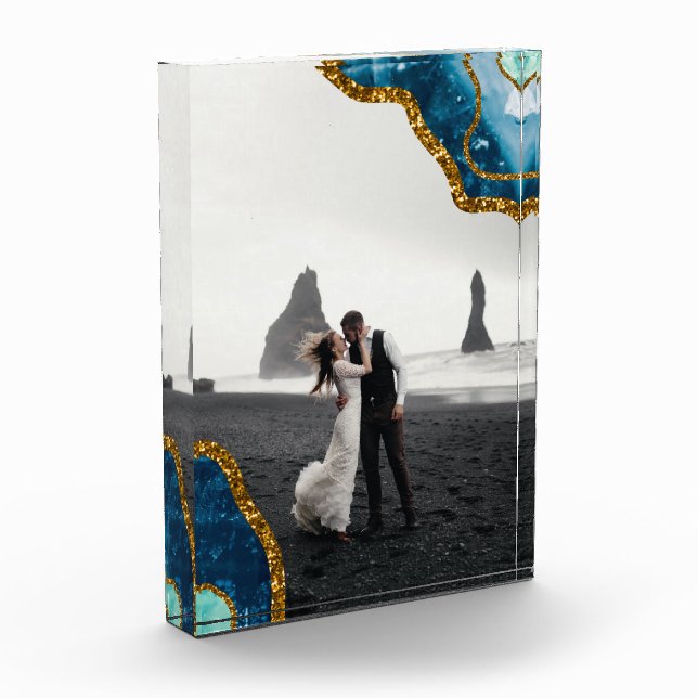 Foto de Boda de Purpurina de Geode de Blue & Gold  (Izquierda)