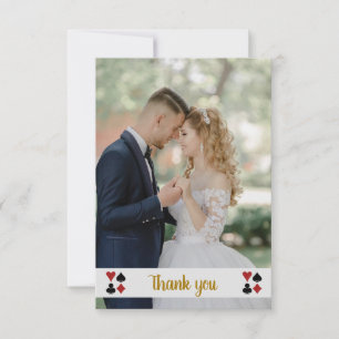 Foto de boda en Las Vegas con agradecimiento dorad