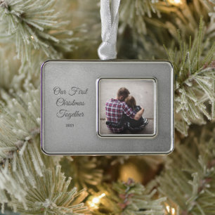 Foto de boda enmarcada Primer adorno de Navidad