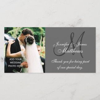 Foto de boda Gracias Tarjetas con Monograma