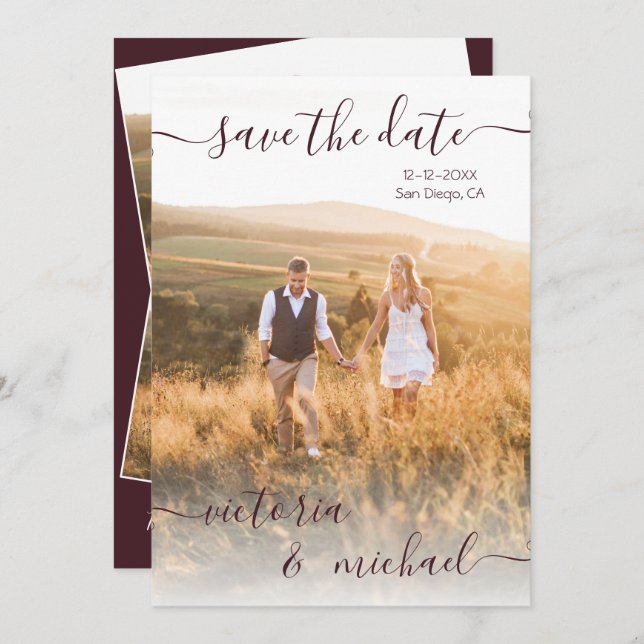 Foto de Boda minimalista Guardar la invitación de  (Anverso / Reverso)